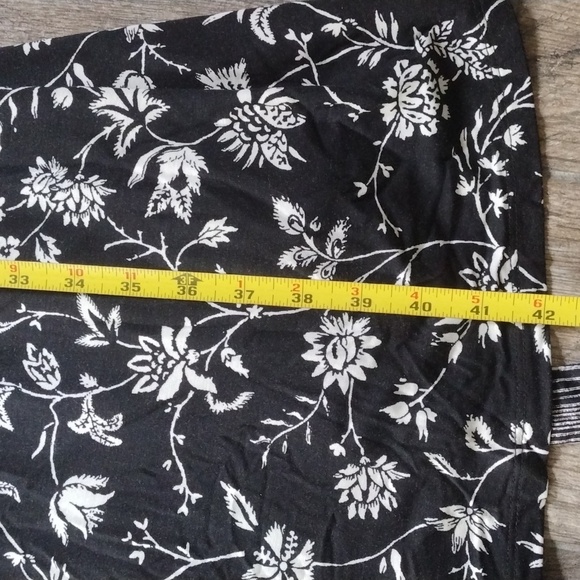 LOFT Rainforest Cutout Button Back Midi Dress, Floral Black and White. - Picture 15 of 15